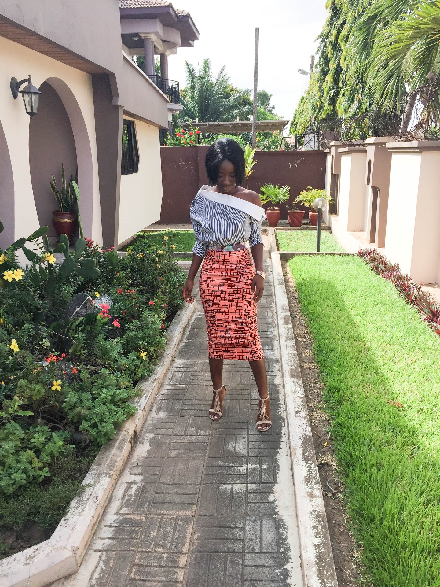 Osaah-Ameyo Pencil Skirt-Elom Stripe Shirt-Style 10