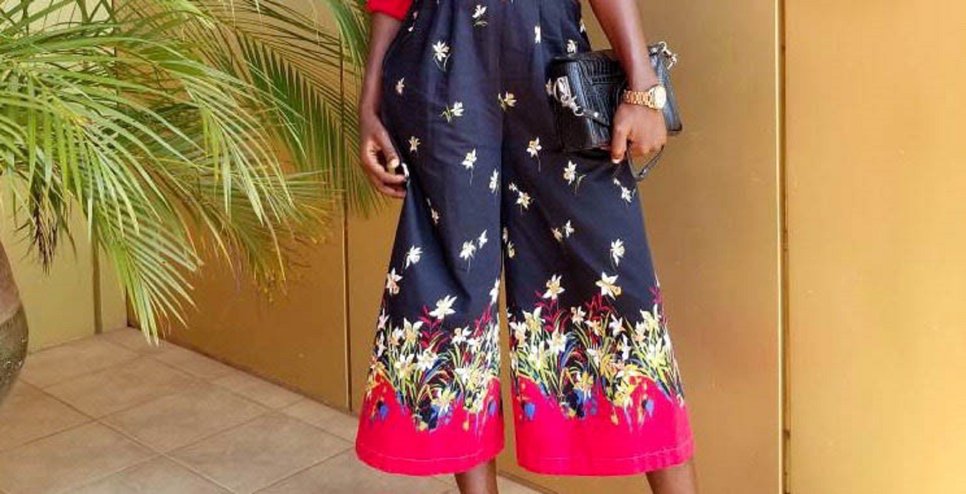 Osaah-Vintage-Floral Culotte-Style-Red Shoes 2
