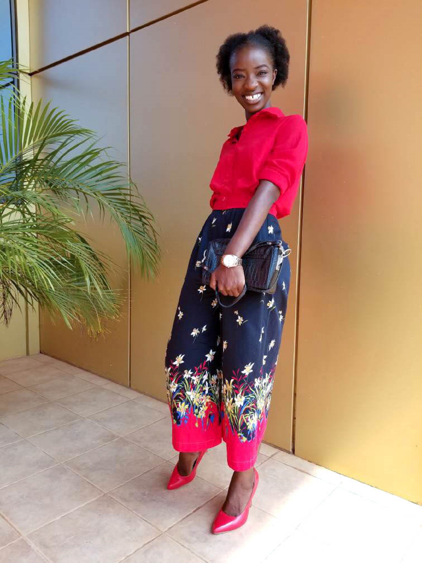 Osaah-Vintage-Floral Culotte-Style-Red Shoes 4
