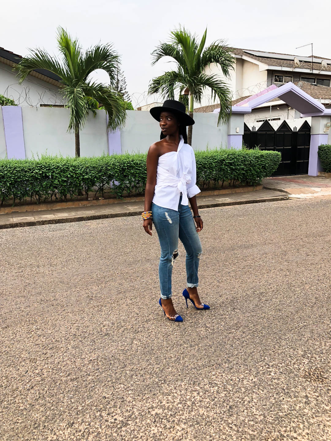 osaah-white shirt-Denim-DIY-Blue Heels 2