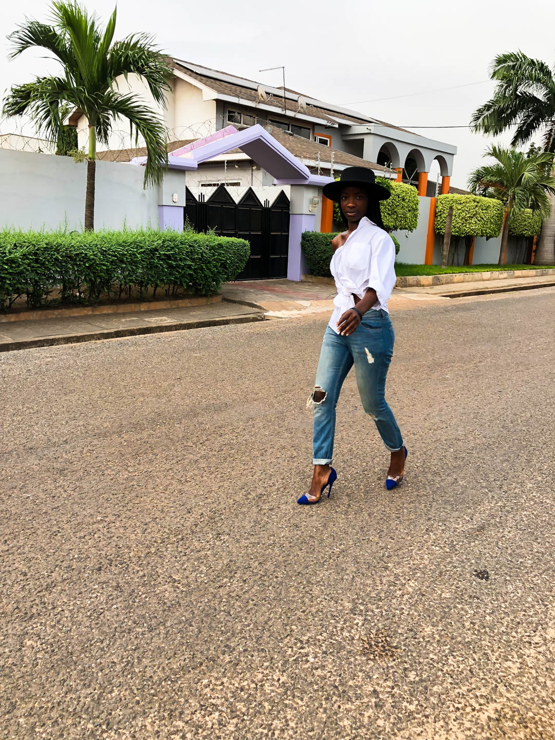 osaah-white shirt-Denim-DIY-Blue Heels 3