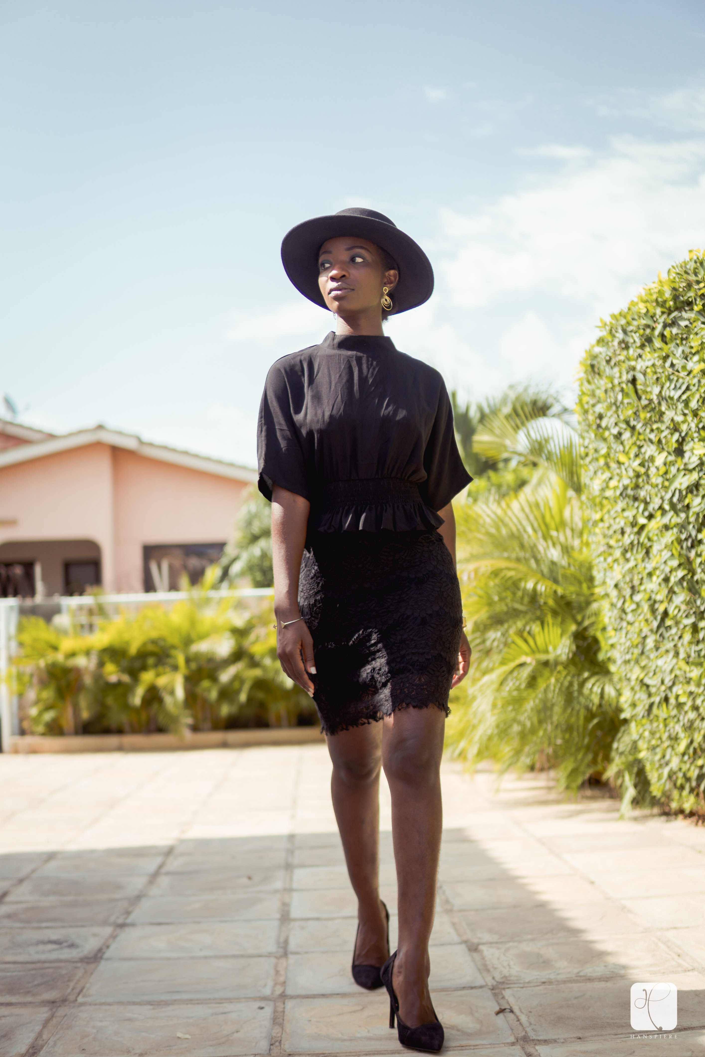 Osaah-Black Dress-Google Pictures-Lace Inspiration-Style-Fedora-Gold 5