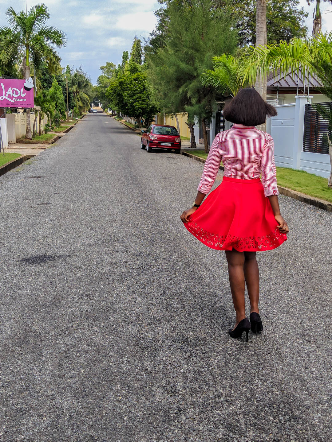 Osaah-Red Stripe Shirt-Court Heels-Midweek-Style-Work Inspiration 2
