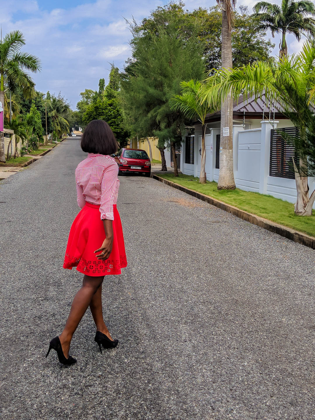 Osaah-Red Stripe Shirt-Court Heels-Midweek-Style-Work Inspiration 5