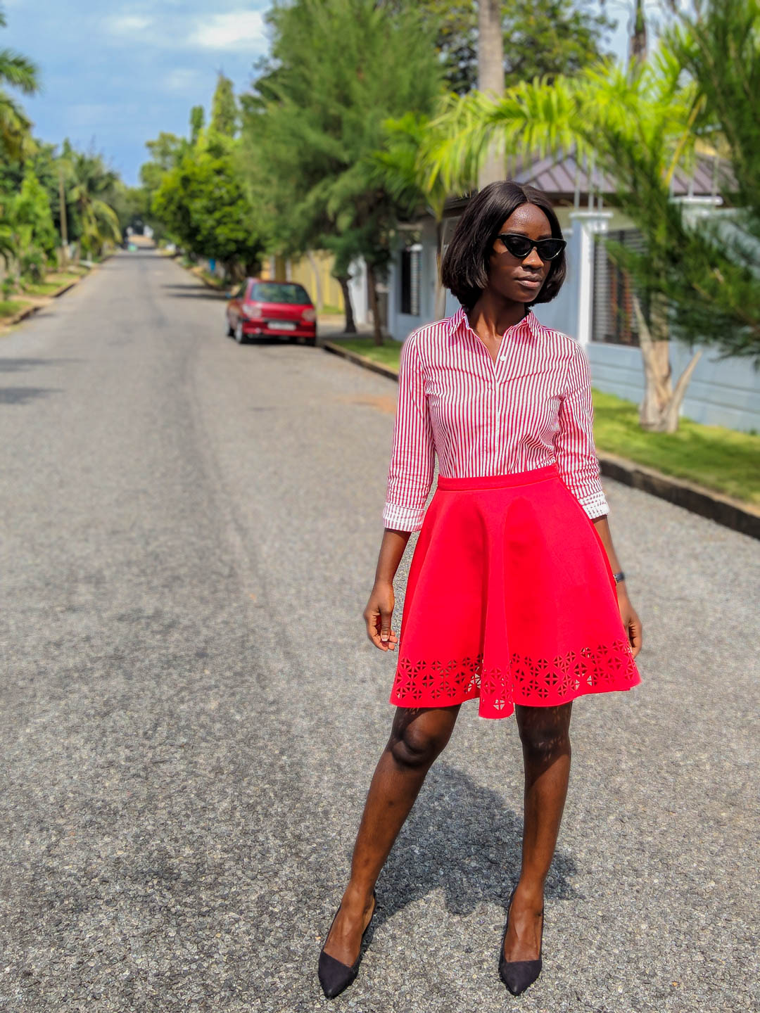 Osaah-Red Stripe Shirt-Court Heels-Midweek-Style-Work Inspiration 8