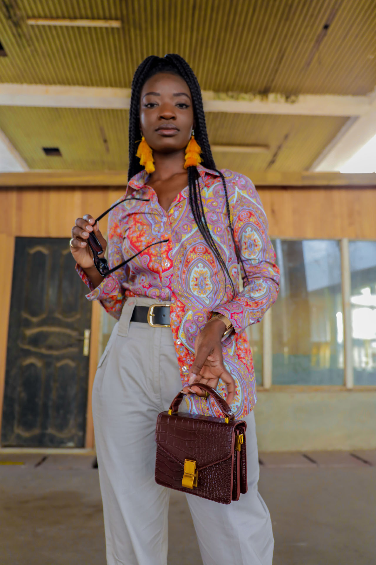 Osaah-Paisley shirt-Khaki-Tassels 8