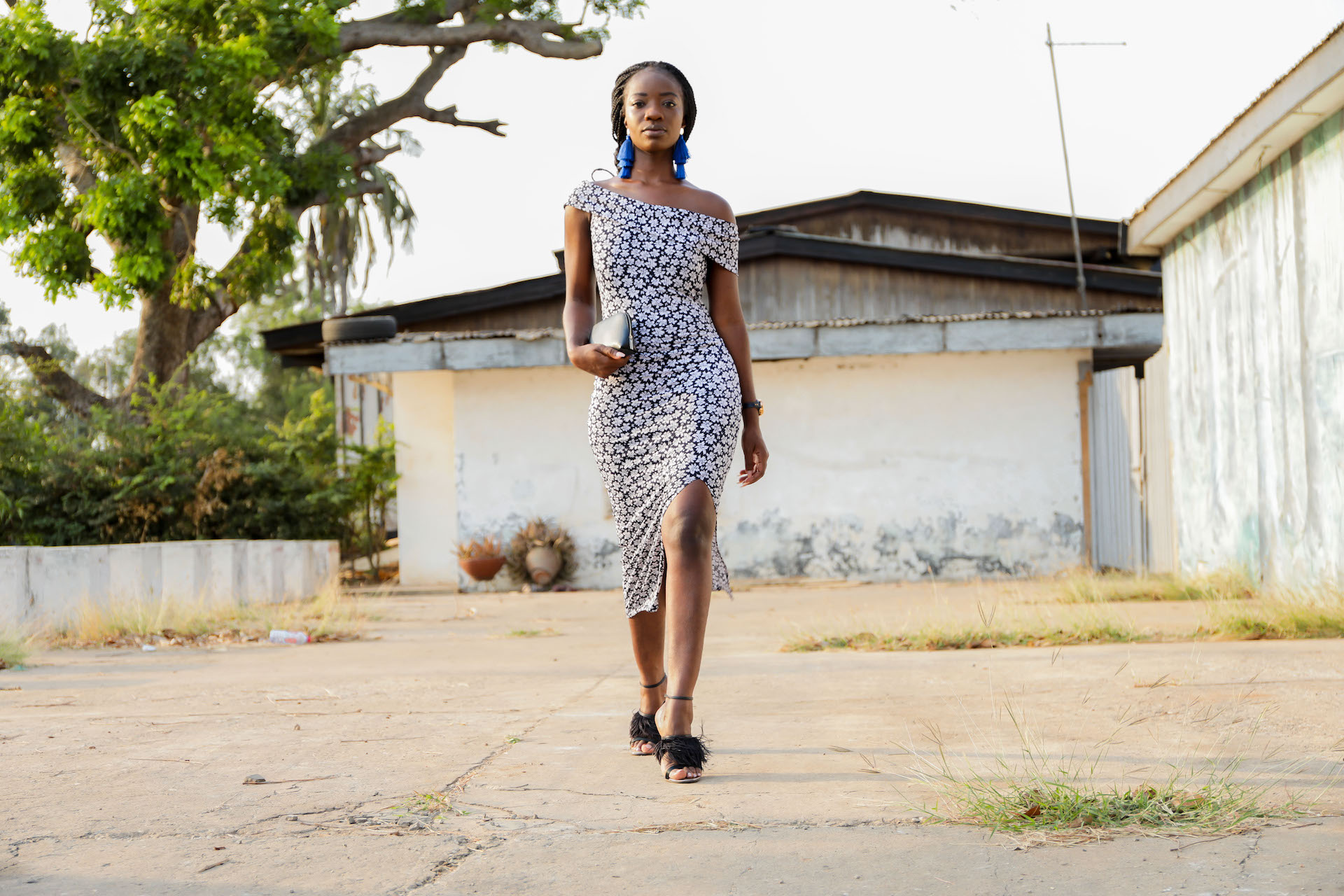 Osaah-Topshop heels-Blue tassle earings 2