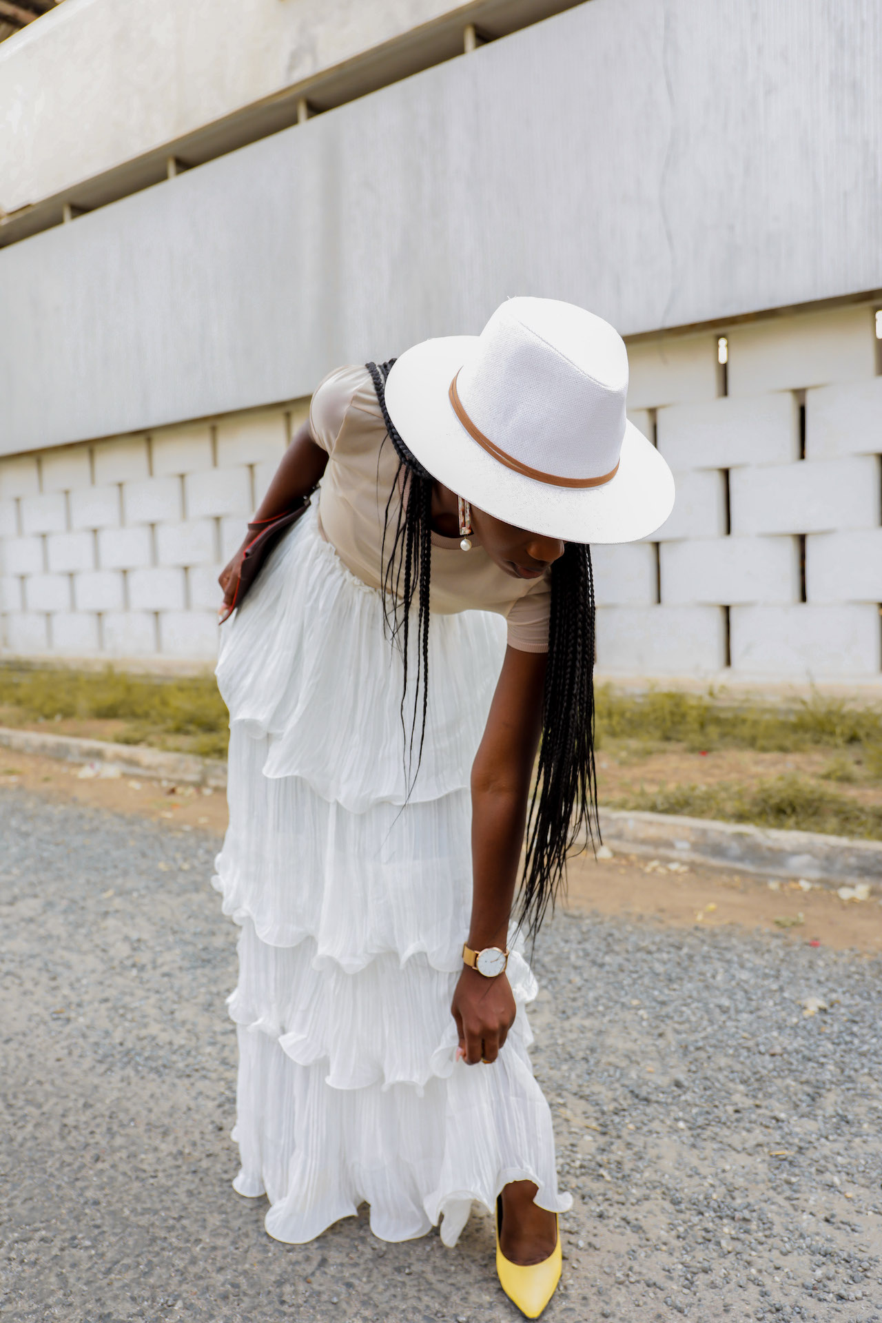 Osaah-Ruffles-Layered-Earth tones-Spring look-Fedora 2