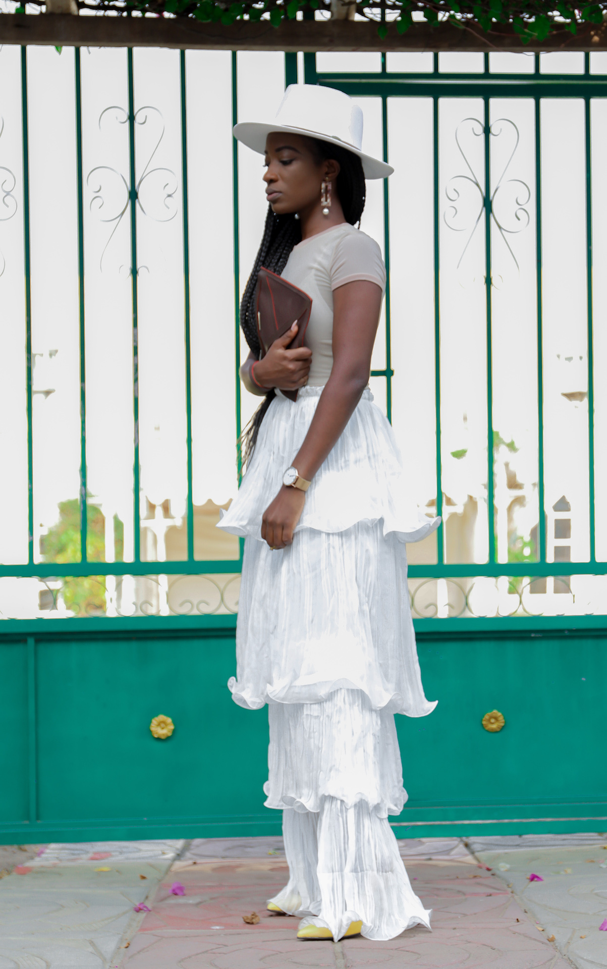 Osaah-Ruffles-Layered-Earth tones-Spring look-Fedora 3