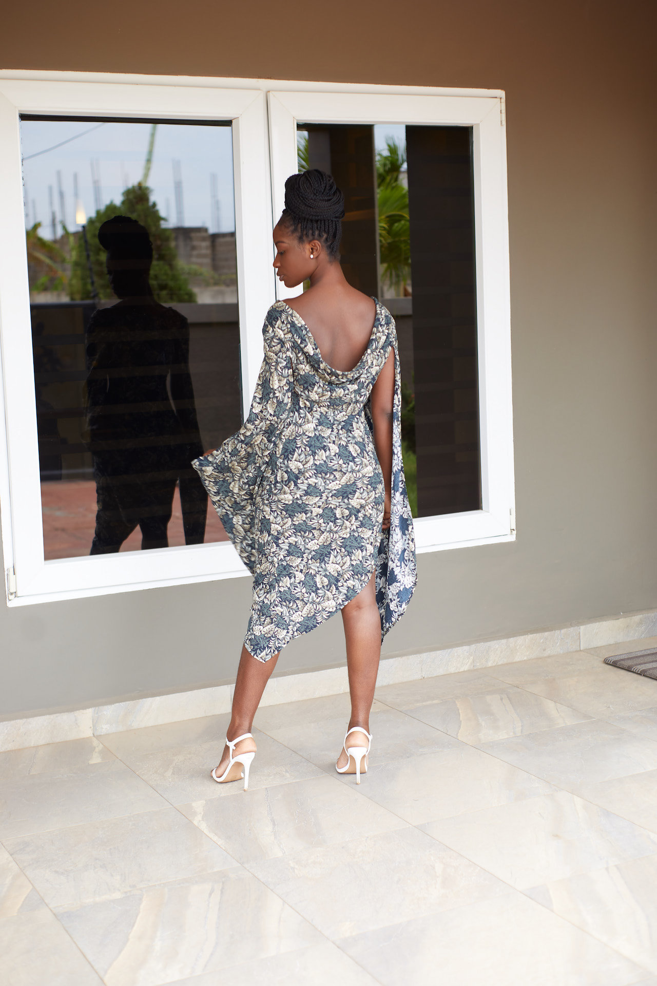 Osaah-Earth Tone-A-Symmetrical Dress 2